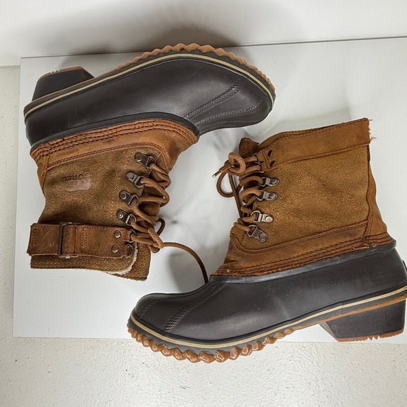 Sorel Women's 10 Waterproof Leather Suede Lace Up Winter Snow Duck Boots - Picture 8 of 9